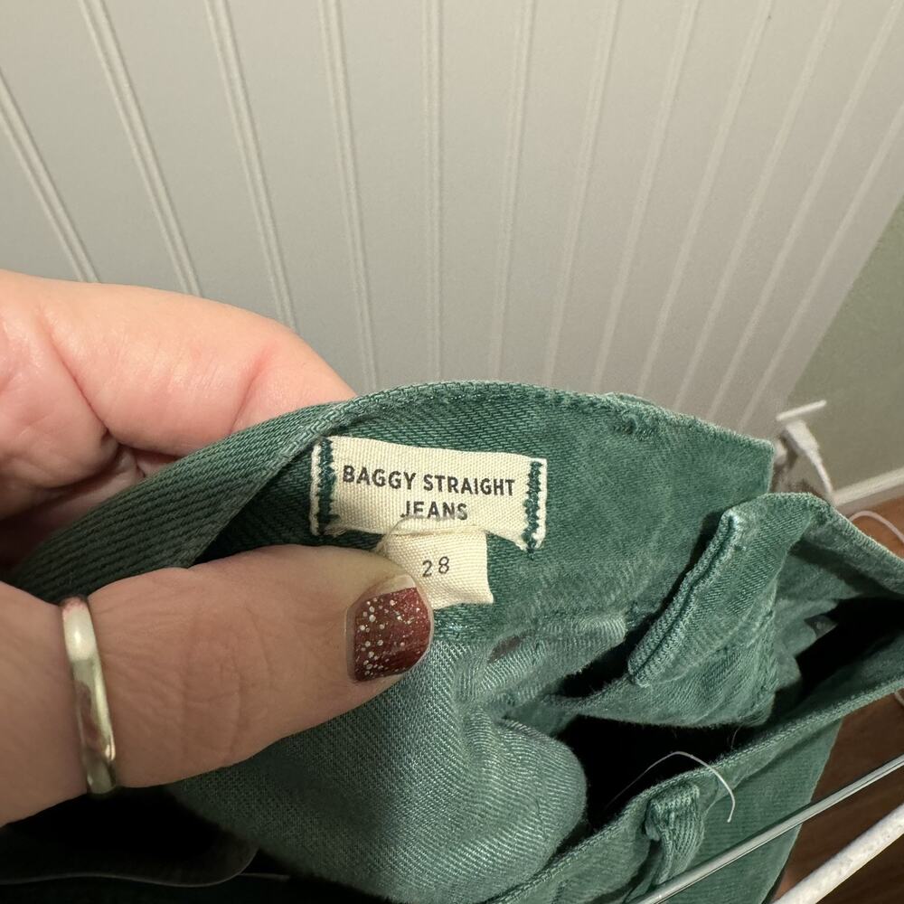 Madewell Baggy Straight Jeans Garment Dyed Green Size 28 - Picture 6 of 7